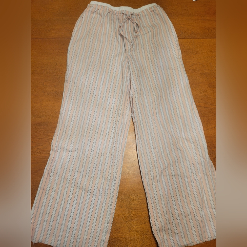 Threads Of Luxx Lightweight Striped Pink & White Pajama Or Lounge Bottoms | XS